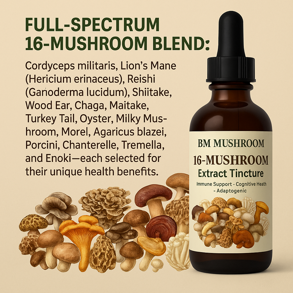 16-in-1 Mushroom Extract Tincture – The Ultimate Fungi Fusion for Health & Vitality